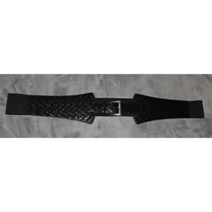Womens Black Faux Croc Leather Belt Size 26/28